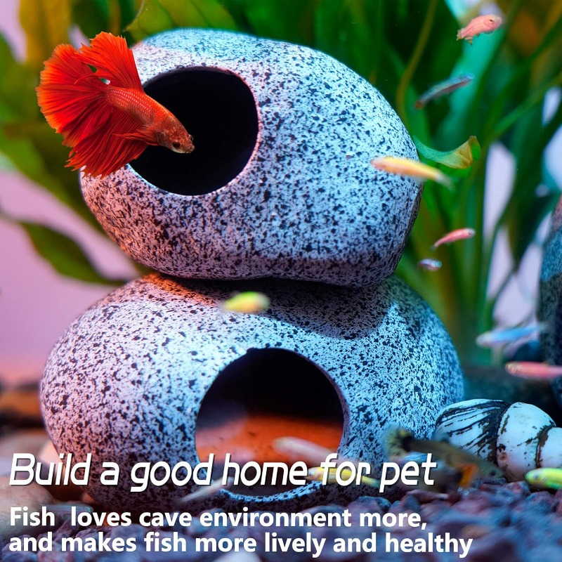 Hide Cave Ceramic - Aquariumdecoraties, grot, visbakrotsdecoratie voor garnalen, cichliden,