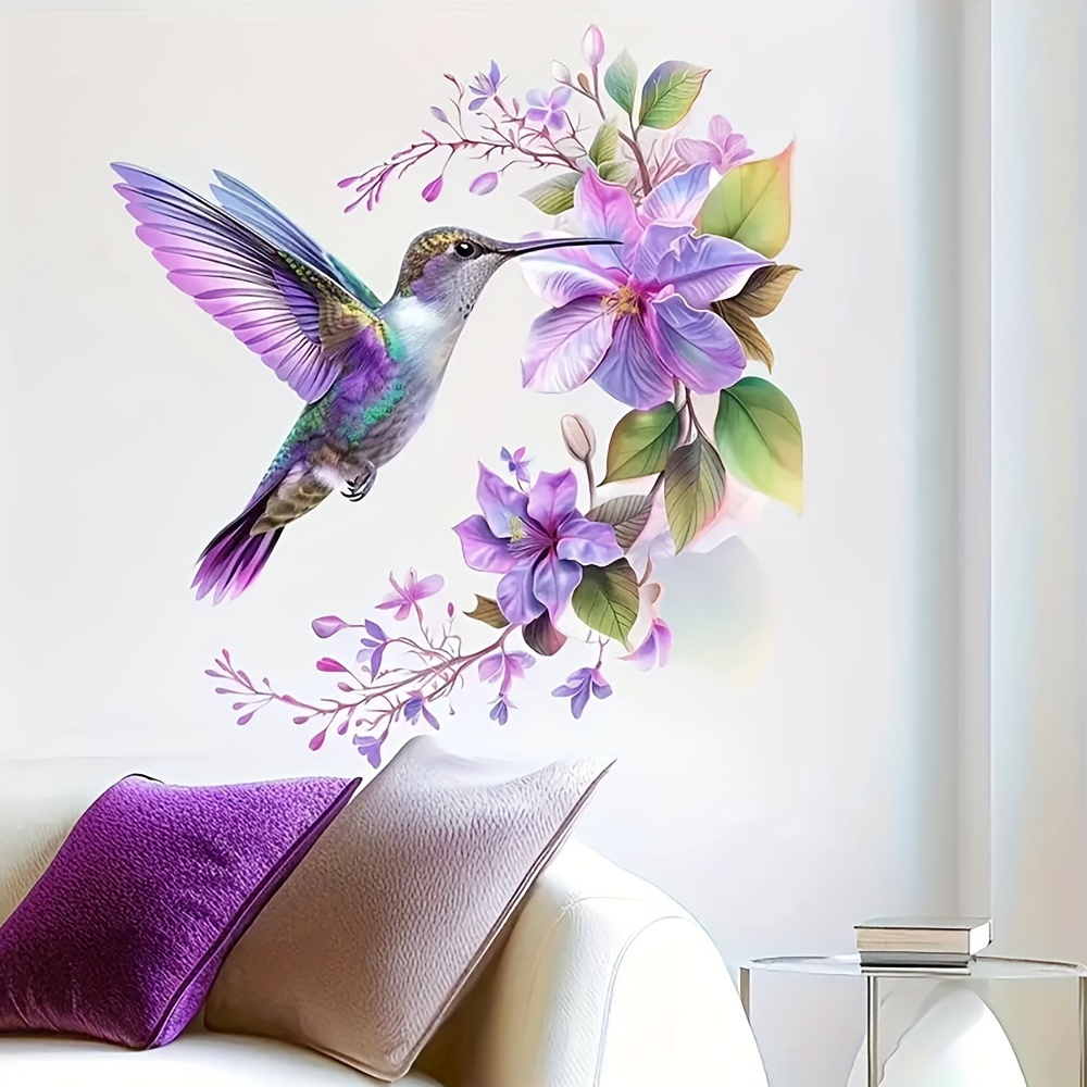 1 paarse bloem- en kolibrie-st - Pvc Panel Background recensie en prijs